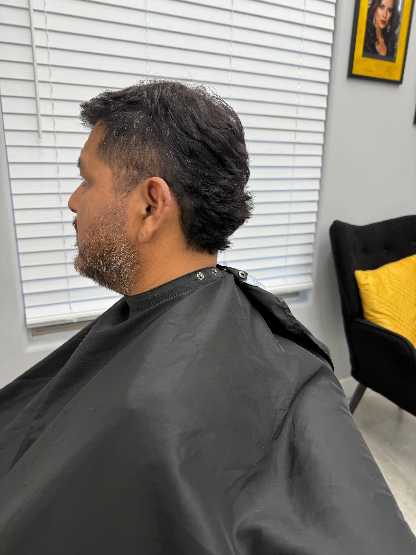Client after fresh cut and beard trim by Hair Ambition mobile barber in Goodyear, AZ